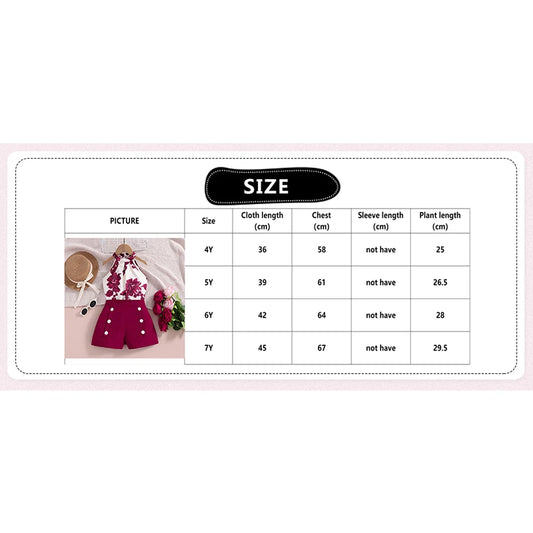 Kids Clothes Children Sets For Little Girls 4-7 Years Fashion Temperament Hanging Neck Sleeveless Print Top Suit Shorts Suit