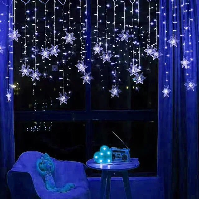 Christmas Snowflakes LED String Lights Flashing Fairy Curtain Lights Waterproof For Holiday Party Wedding Xmas Decoration
