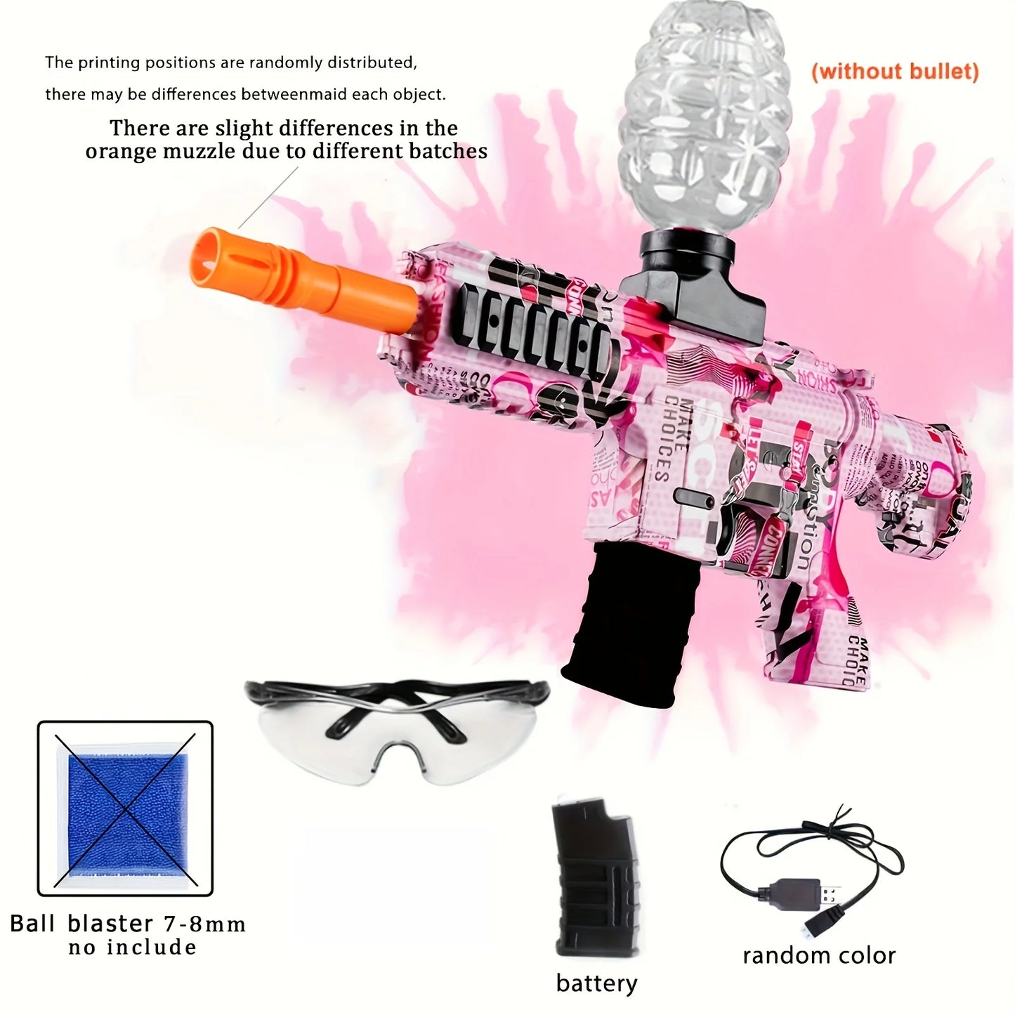 M416 Blaster Toy Gun, Blaster With Glasses, Automatic Summer Outdoor Toys For Activities Team Game(without water beads)