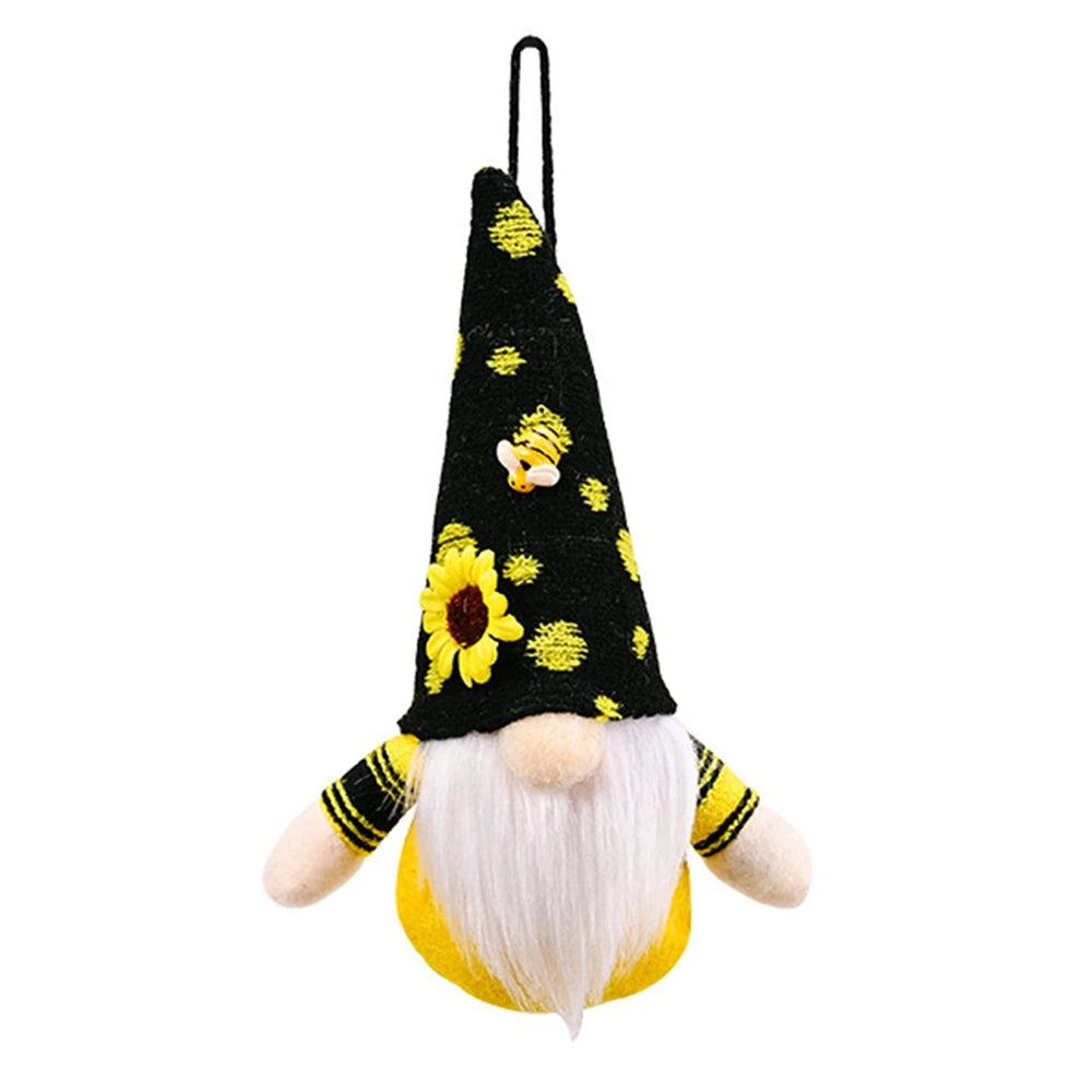 Sunflower Gnome for Home Decor Cute Bee Faceless Doll Pendant Wall Door Hanging Decoration Spring Summer DIY Figurines