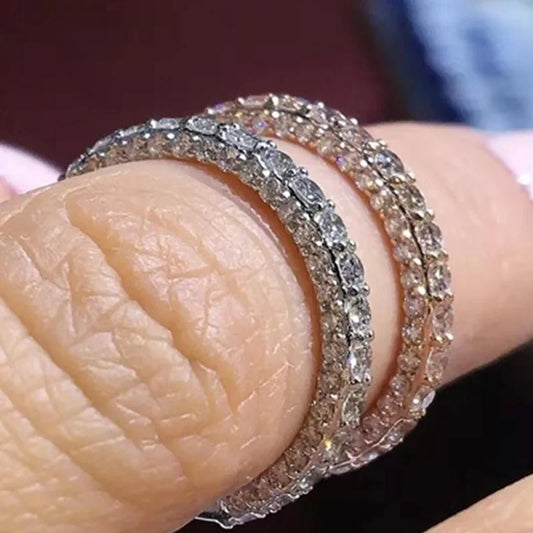 Milangirl Women's Jewelry Micro Pave Cz Zircon Crystal Wedding Band Eternity Stacking Ring Fashion Anniversary Band