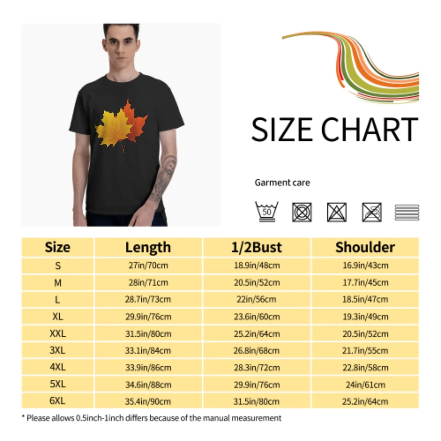 Fall Maple T-Shirt for Men Cotton 100% Women Summer Tops Fashion Casual Round Collar Short-Sleeve Leaf Couple Tees