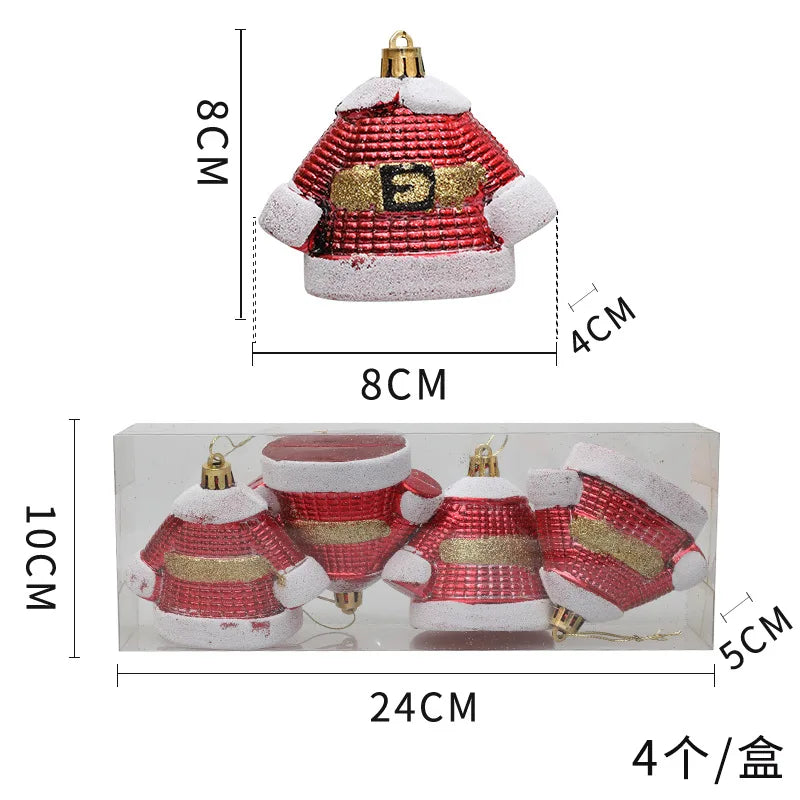 New Christmas Decorations Plastic Painted Boots Clothes Hats Small Ornaments Pendants Christmas Tree Decorations Fabric Hangings