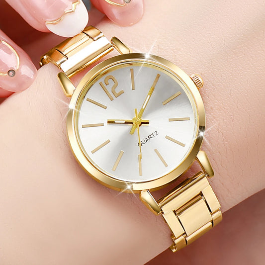 1/3PCS Fashion Women's Watches Stainless Steel Band Analog Quartz Watch Reloj Mujer(Without Box)
