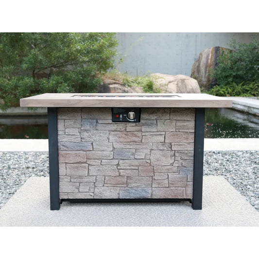 44" W x 25" H Outdoor Patio Propane Gas Fire Pit Table - 50,000 BTU High-temperature-resistant carving process