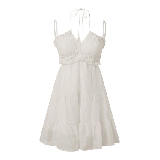 2024 Floral V Neck Tie Front Dress Spaghetti Strap Beach Dresses Summer Hollow Out Waist Casual Boho Sundress Vestidos De Fiesta