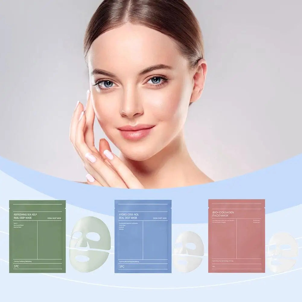 3pcs Bio-Collagen Face Mask Deep Moisturizing Collagen Protein Hydrogel Soft Gel Mask Skin Care Products