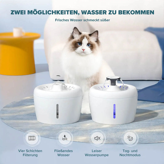 Amicura 2.5L Water bowl Cat Fountain for Cats Ultra-Quiet Drinking Fountain 20dB for Pets Electric Water Dispenser for Dogs