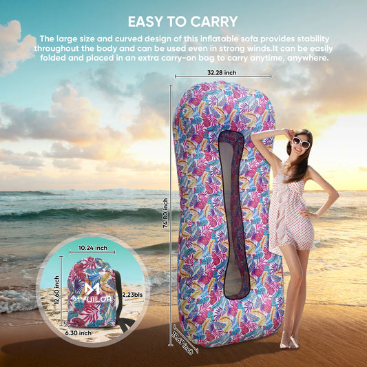 Inflatable Lounger Couch Air Lounger Lazy Sofa Pool Float with Carry Bag for Camping Picnic Beach Swimming Pool Hiking Park