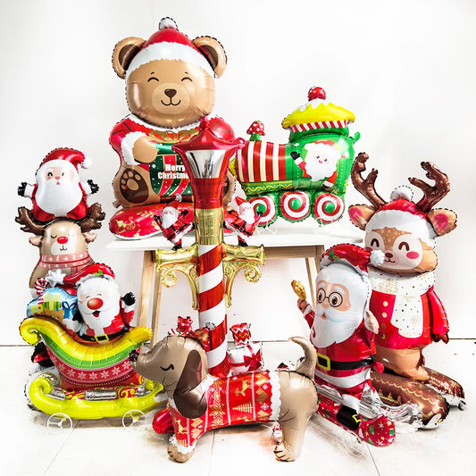 Christmas Party Decorations Christmas Party Supplies Santa Claus Snowman Christmas Tree Balloons for Festive Holiday Decors