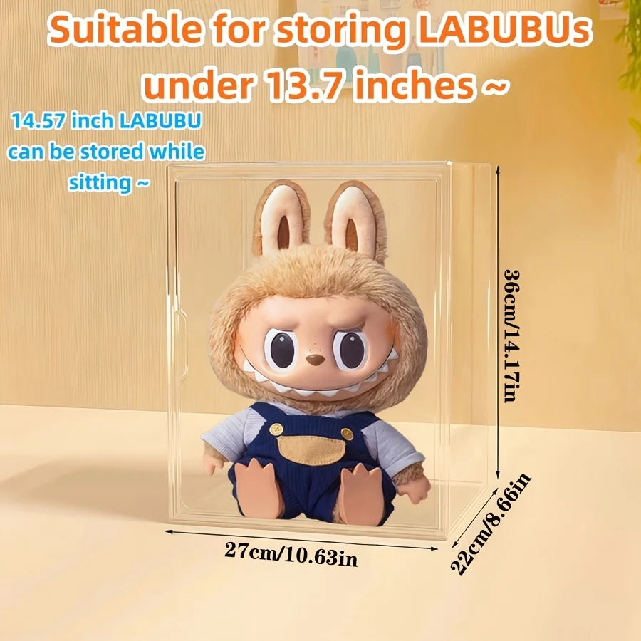 17cmLABUBU Collection Display Cabinet, Acrylic Transparent Storage Box, for LABUBU V1 V2 V3 Series Doll Collection Display