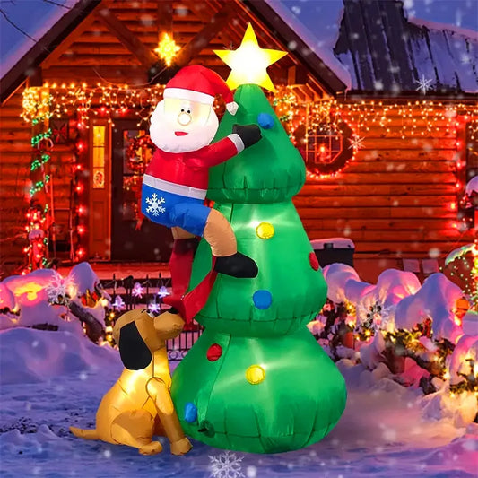 6FT Christmas Inflatable Decoration Toys Santa Claus Christmas Tree Outdoor Yard Garden New Year Xmas Decor Glowing Toys Model