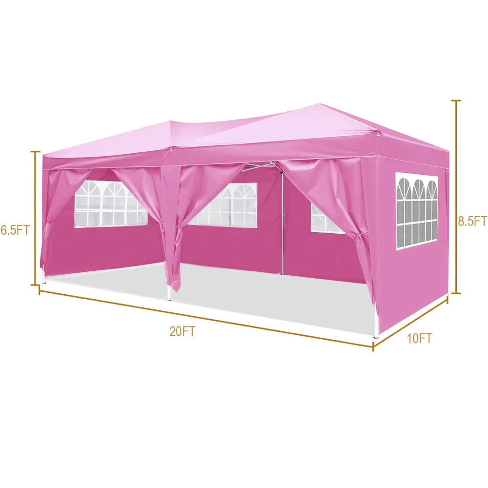10'x20' Folding Canopy with 6 Removable Sidewalls Outdoor Event Shelter UPF 50+ Gazebo Portable Tents for Parties Beach Camping