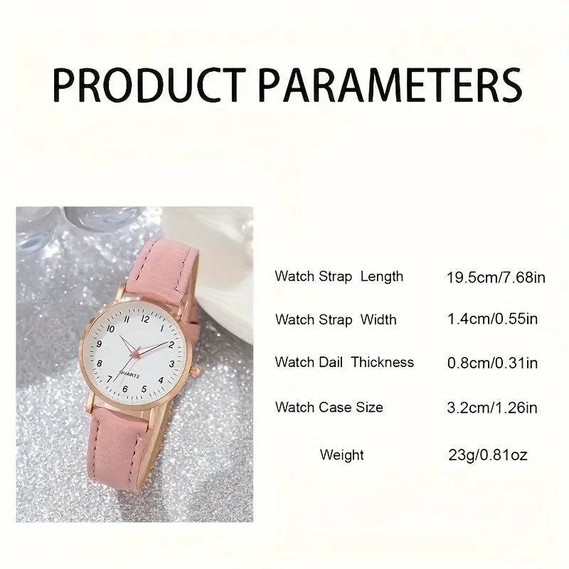 Kegllect 6pcs New Pink Women's Round Dial Quartz Watch & Bracelets Set Gifts for Women Her NO BOX