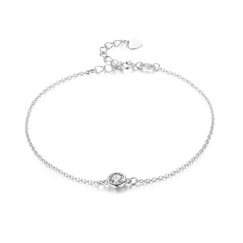 4Color 925 Sterling Silver Chain Round CZ Charm Anklet For Women Foot Jewelry Leg Bracelet Cheville Enkelbandje Halhal Tobillera