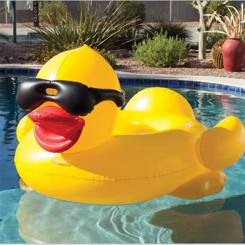 Thickened Swimming Pool Floating Bed Air Mattress water toys PVC infltable big yellow duck floating mat Floating Row