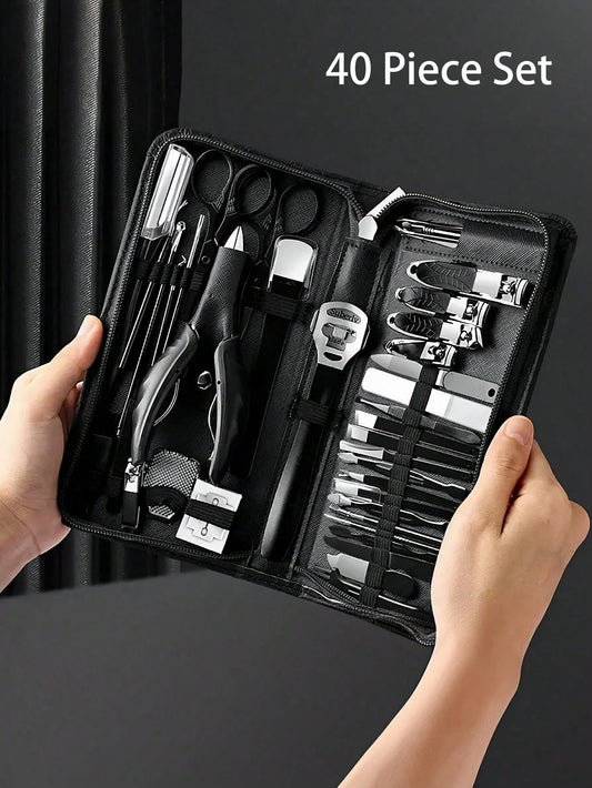 Manicure Nail Clippers Pedicure Set - Stainless Steel Manicure, Professional Grooming Kit, Nail Care Tools with Luxurious Travel