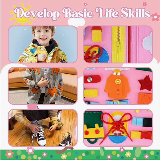 Montessori Sensory Toys Busy Board for Toddlers Promoting Motor Educational Activity Life Skills Learning for Kids With Autism