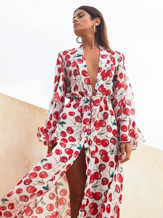 2024 Women Swimsuit Cover Up Sleeve Kaftan Beach Tunic Dress Robe De Plage Solid White Cotton Pareo High Collar Beachwear