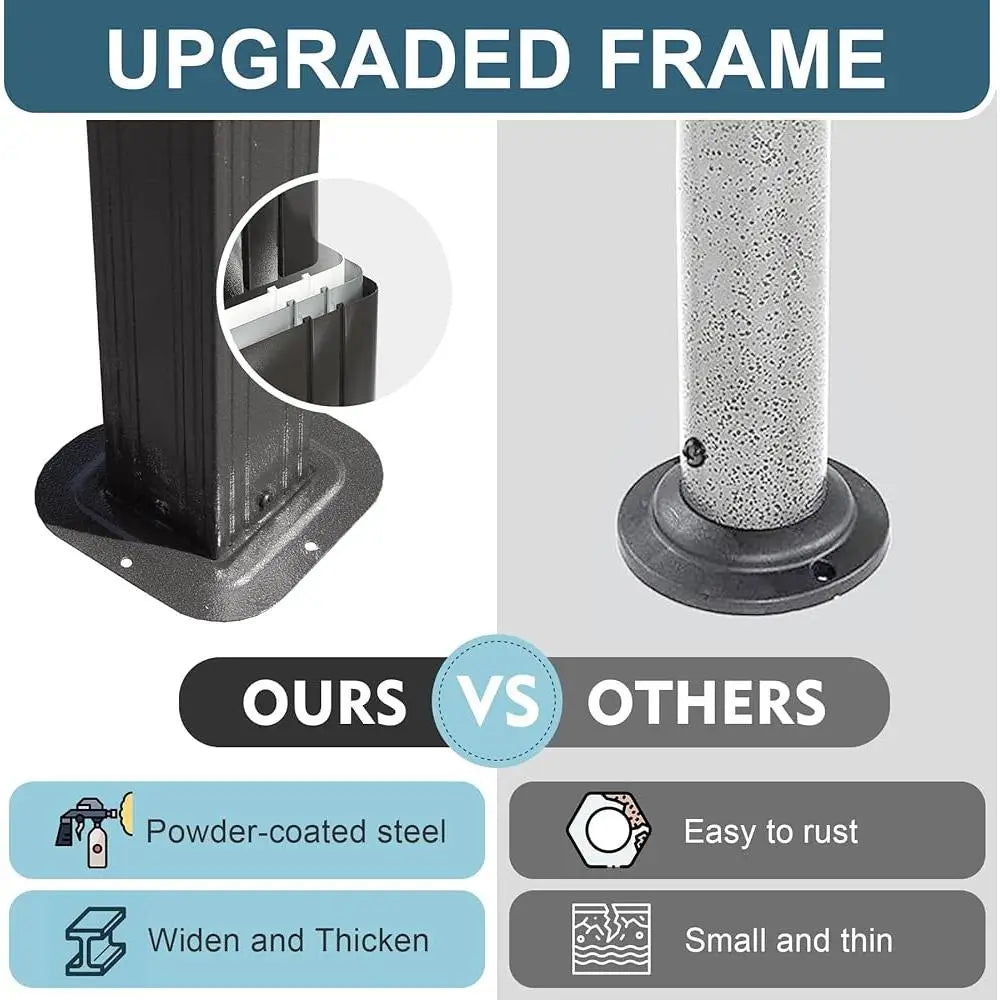 Hardtop Grill Gazebo Canopy Outdoor BBQ Shelter with Double Galvanized Steel Roof Side Shelves Ceiling Hooks and Built-in Bottle