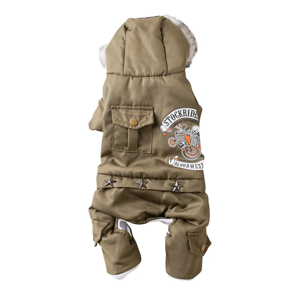 Winter Pet Dog Clothes Warm Dog Hooded Jacket Thicken Coat Jumpsuit for Small Dogs Pet Clothing For French Bulldog Puppy Outfits