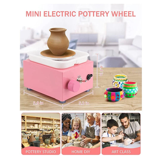 Mini Pottery Wheel For Kid 10CM Forming Machine Electric Ceramic Wheel With Clay Tools For Adults Beginners US Plug