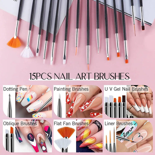 31-Piece UV Gel Nail Brush Set, UV Gel Nail Brushes, Including Dotting Brushes, Carving, Painting, and Gradient Brushes