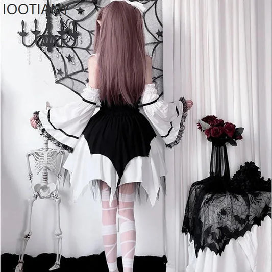 Halloween Maid Costume Cosplay Cute Sexy Costume Black And White Uniform Apron Dress Cute Bow Carnival Stage Performance Costume
