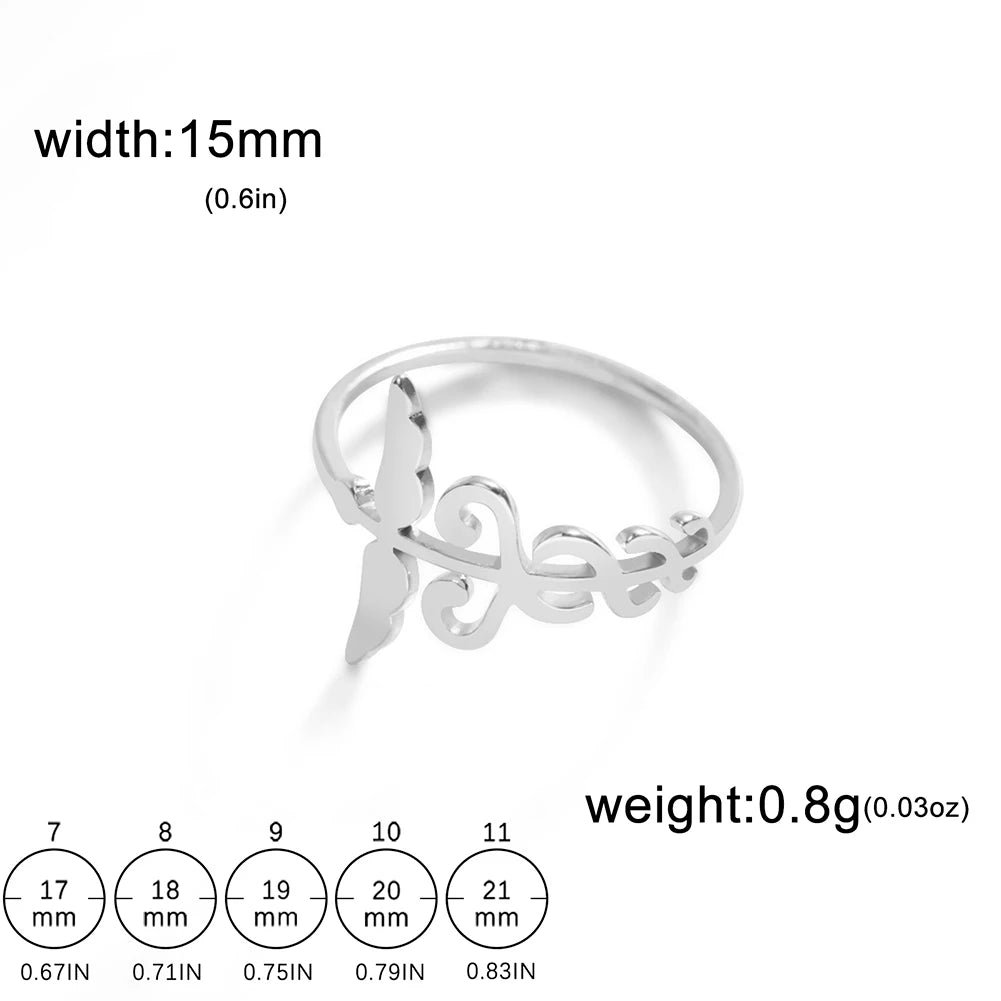 Lucktune Caduceus Medical Symbol Rings Women Stainless Steel Snake Bind Wing Finger Ring Vintage Jewelry Gift for Doctor Nurse