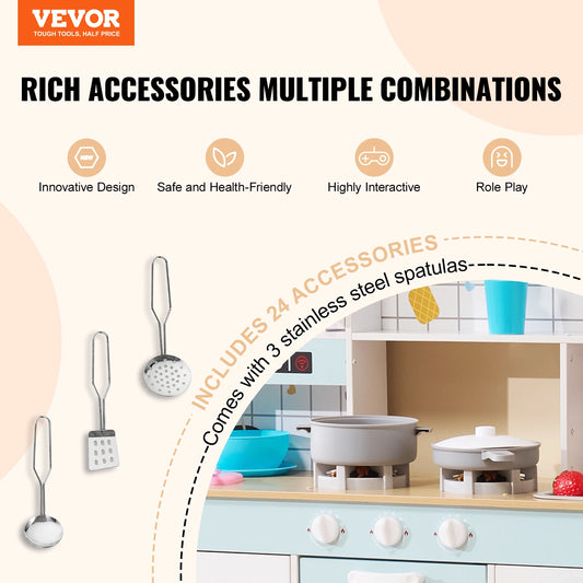 VEVOR Kitchen Counter Play Set DIY Simulated Cooking Food Tableware Play House with Sound Pretend Game Toy Gift Kid Boy Children
