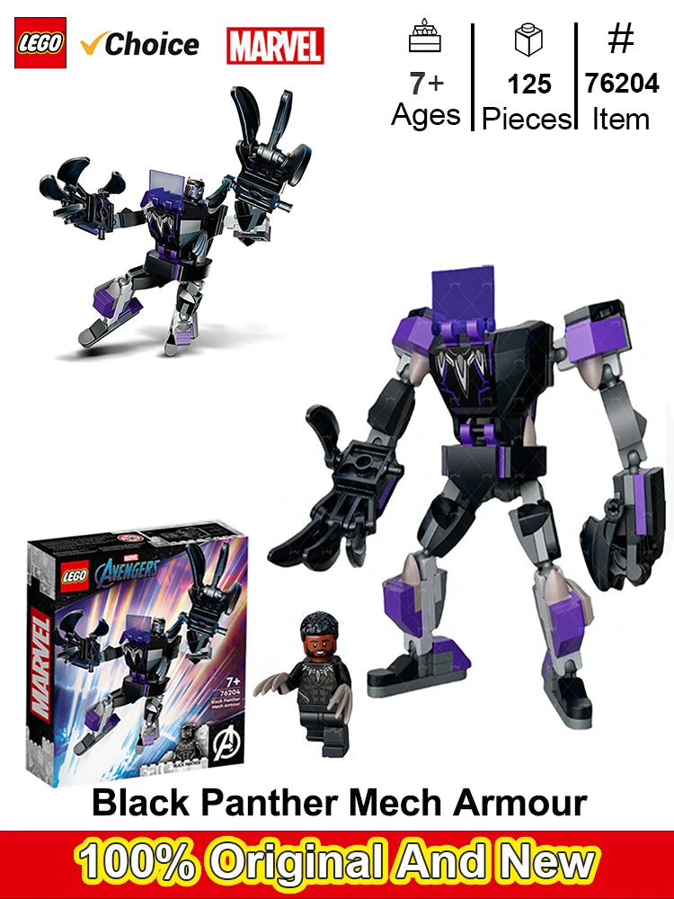 LEGO 76204 Marvel Black Panther Mech Armor Building Kit; Collectible Mech and Minifigure for Super-Hero Kids Aged 7+ (124 Pcs)