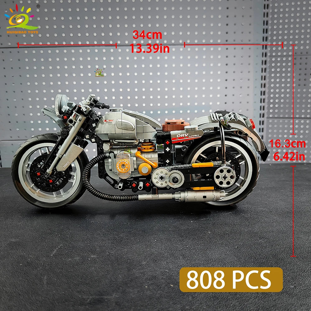 HUIQIBAO 808PCS MOC Technial Motorbike Building Model Blocks City Moto Racer Bricks Toy for Kids Boy Children Adult Car Set