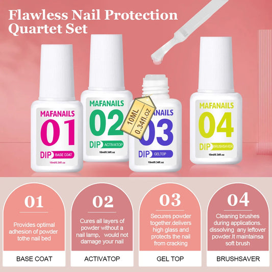 8Pcs Dip Powder Nail Kit Acrylic Dipping Powder System Liquid Set With 2-in-1 Base&Top Coat/Activator/Brush Saver For Nail Salon