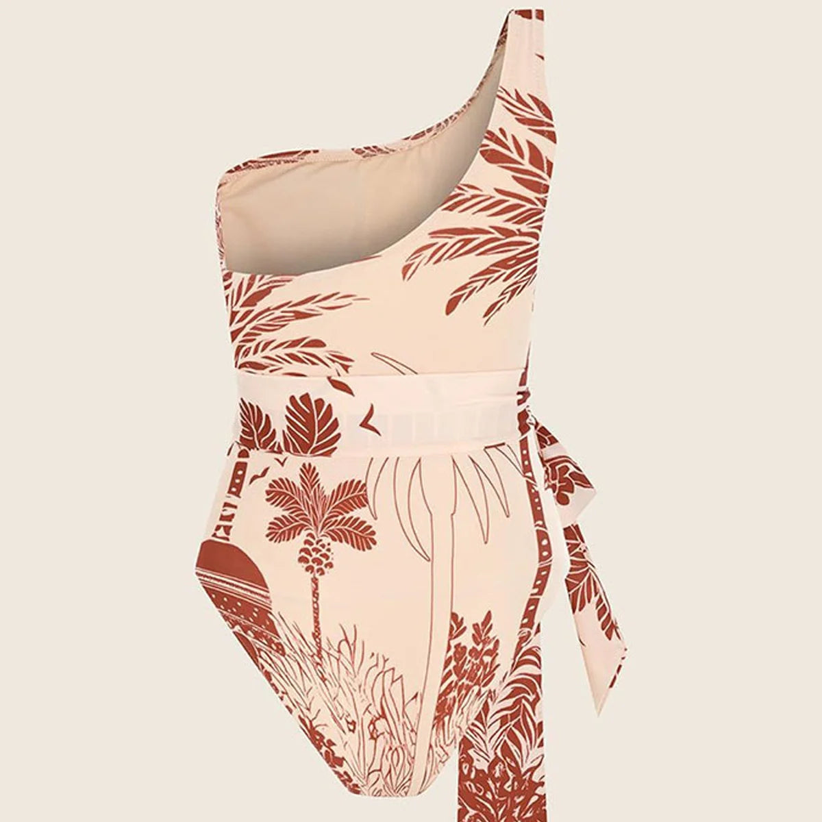 Fashion Women's Bikini Retro Contrasting Color Print One-Piece 2024 New Luxury Sexy Beach Resort Style Swimsuit