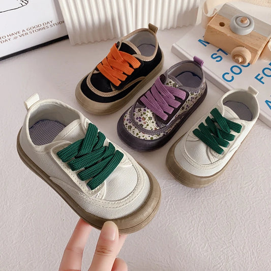Children Canvas Shoes Boys Girls Casual Sport Shoes Simple Non-slip Fashion Kids Flats Shoes Round-toe Soft All Match