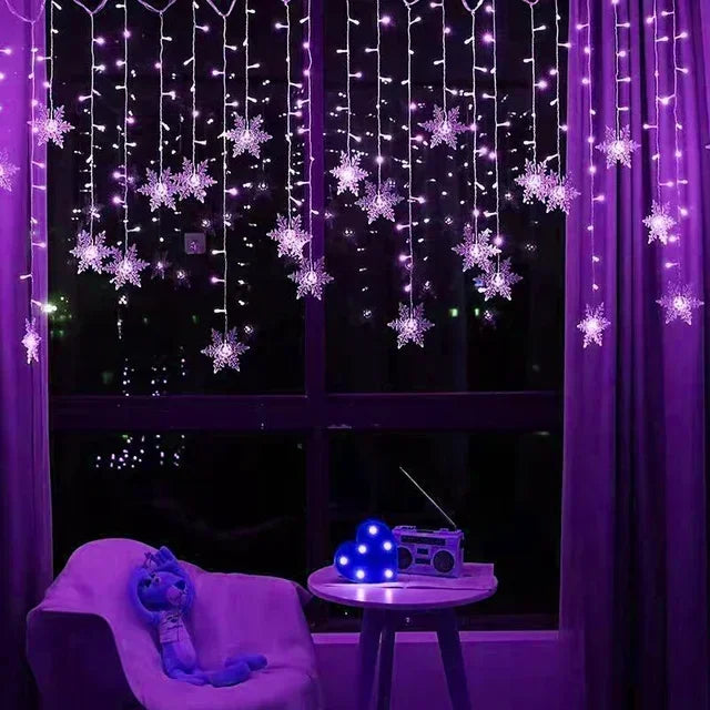 Christmas Snowflakes LED String Lights Flashing Fairy Curtain Lights Waterproof For Holiday Party Wedding Xmas Decoration
