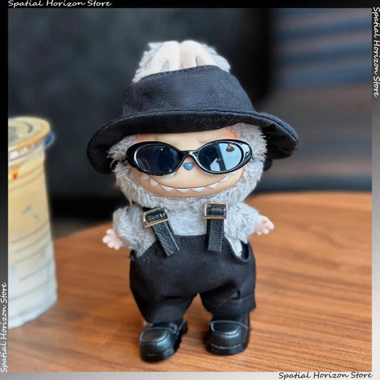 Mini Oval Sunglasses Labubu Fashion Transparent Plastic Glasses for Mini Plush Cotton Doll Kpop Idol Doll Sunglasses Accessories