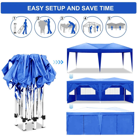 10'x20' Folding Canopy with 6 Removable Sidewalls Outdoor Event Shelter UPF 50+ Gazebo Portable Tents for Parties Beach Camping