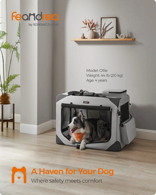 Feandrea 32 Inches Collapsible Soft Dog Crate, Portable Travel Dog Crate for Indoor and Outdoor Use, Dog Carrier Kennel