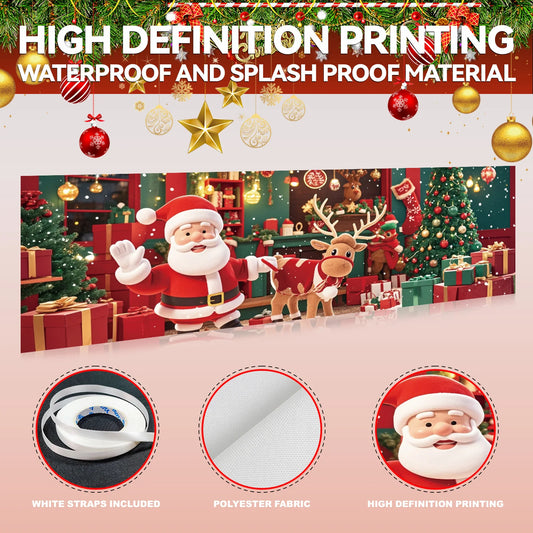 1 Piece (17*78 inches/45*200 cm), Polyester, Q Version Santa Claus Santa Claus Merry Christmas Gateway Banner