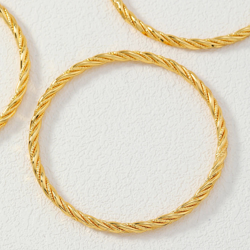 4 pieces/set Middle East Saudi Fried Dough Twists copper thin ring multilayer women's bracelet