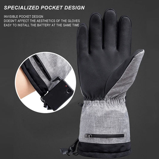 1Pair Winter Heating Gloves 5000mAh Battery Electric Cold Weather Heating Gloves Anti-Slip Waterproof Rechargeable for Men Women