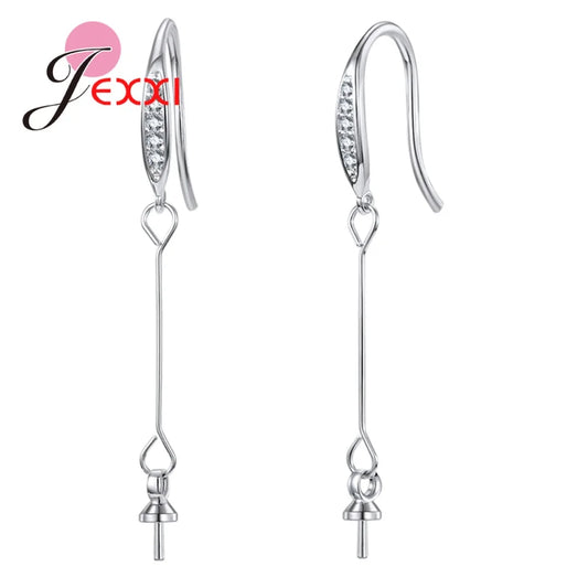 Big Promotion Genuine 925 Stamp Sterling Silver Color Earrings Findings Sparkling Earring Hooks Three Style For Choice Wholesale