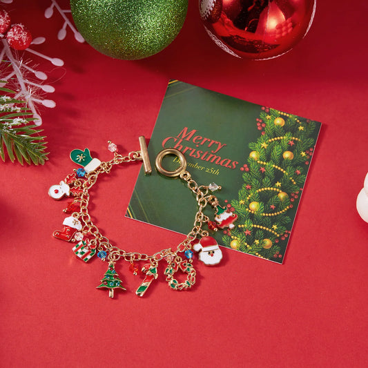 Cute Christmas Series Santa Claus Tree Elk Pendant Bracelets for Women Handmade OT Chain Thanksgiving Xmas Party Jewelry Gifts