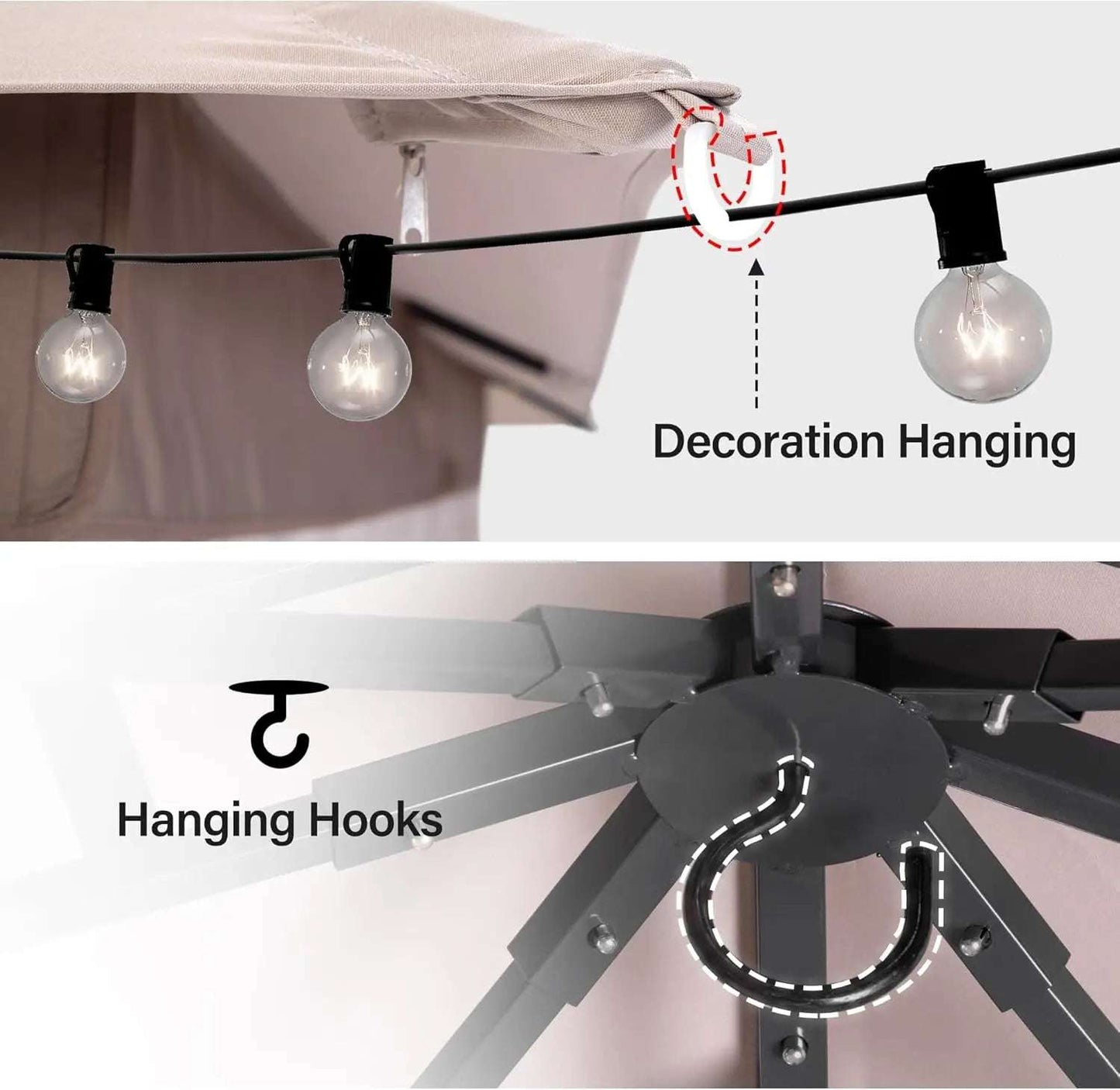 LAUSAINT HOME Outdoor Patio Gazebo 10'x13' with Expansion Bolts, Heavy Duty Gazebos Party Tent Shelter with Double Roofs