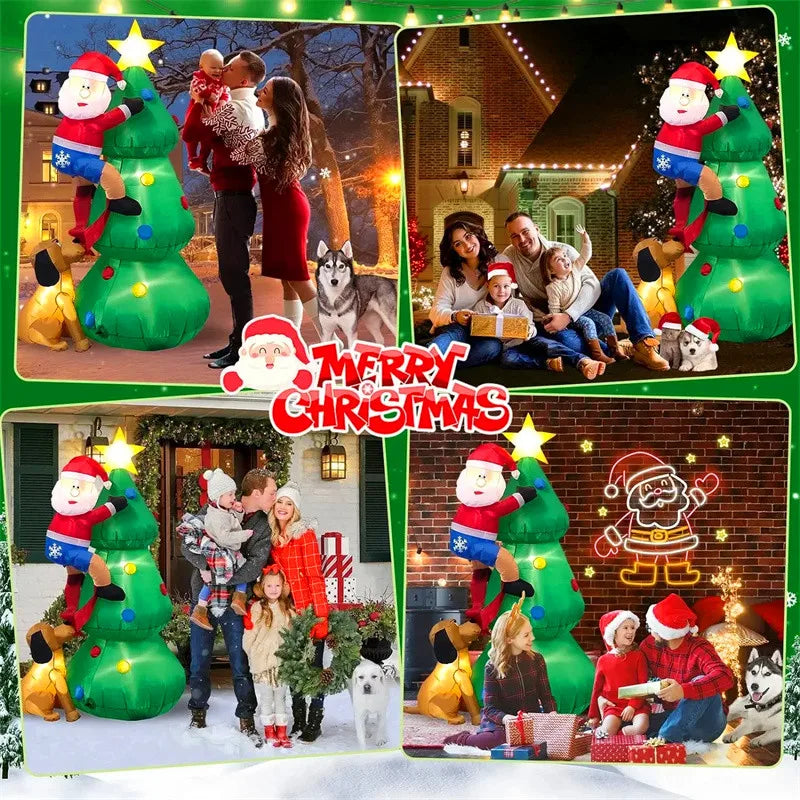 6FT Christmas Inflatable Decoration Toys Santa Claus Christmas Tree Outdoor Yard Garden New Year Xmas Decor Glowing Toys Model