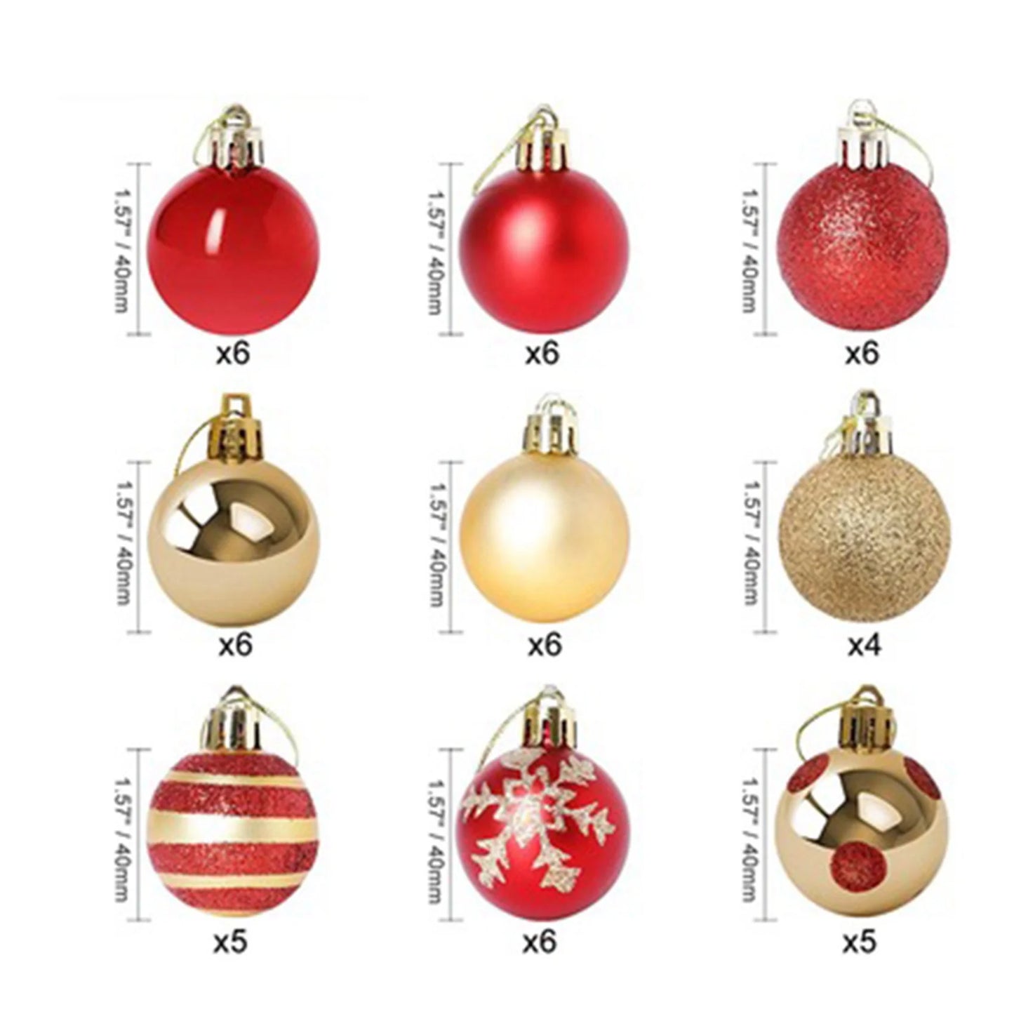 50Pcs Christmas Tree Decorations Balls Xmas Party Hanging Ball Ornaments Christmas for Home New Year Gift