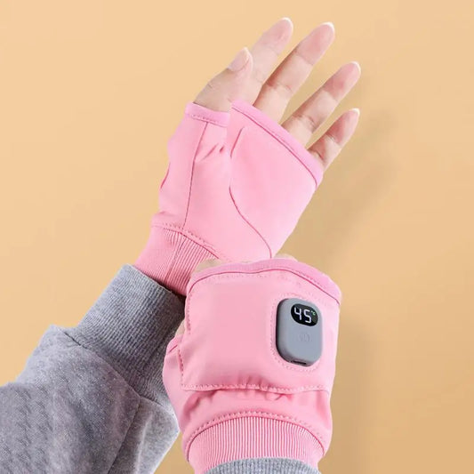 Electric USB Rechargeable Heated Gloves Fingerless Winter Hand Warmer Unisex Smart Touchscreen Fast Heating Gloves