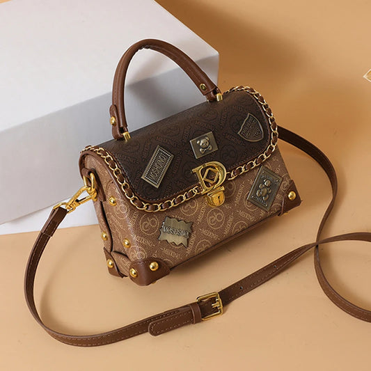 Women's Retro PU Leather Shoulder Bag Fashion Chain Handbag Crossbody for Daily Use