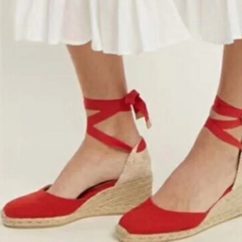 2025 Spring Hemp Rope Wedge with Light Bottom Strap Ladies Sandals Summer High Heel Platform Women Shoes Plus Size 40 41 42